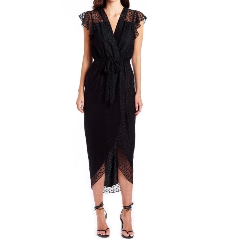 Amanda Uprichard Black Star Lace Midi Dress
